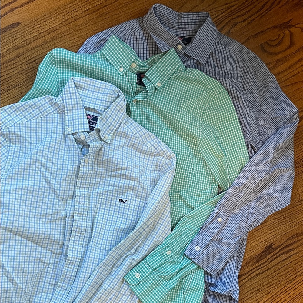 Vineyard Vines Men's Checkered Shirts - Blue, Green, White